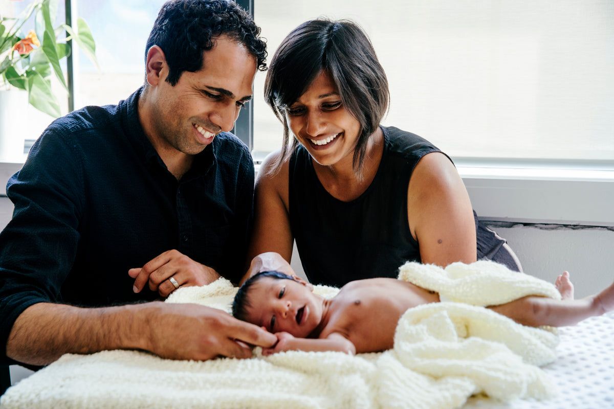 A family together at home in the United States